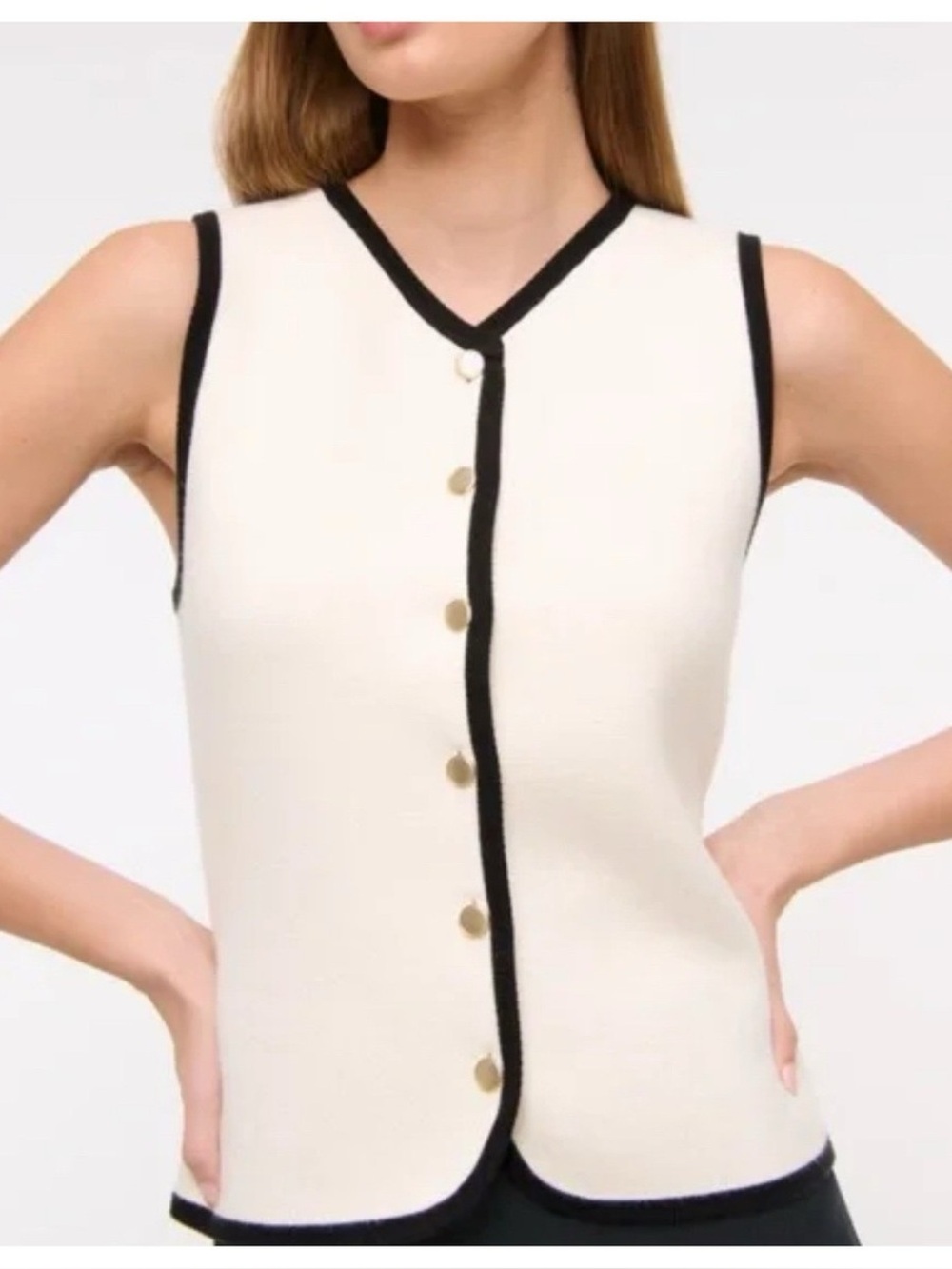 NWT Abercrombie & Fitch Women's Mara High-V LuxeLoft Sweater Vest, Size M - Picture 4 of 4